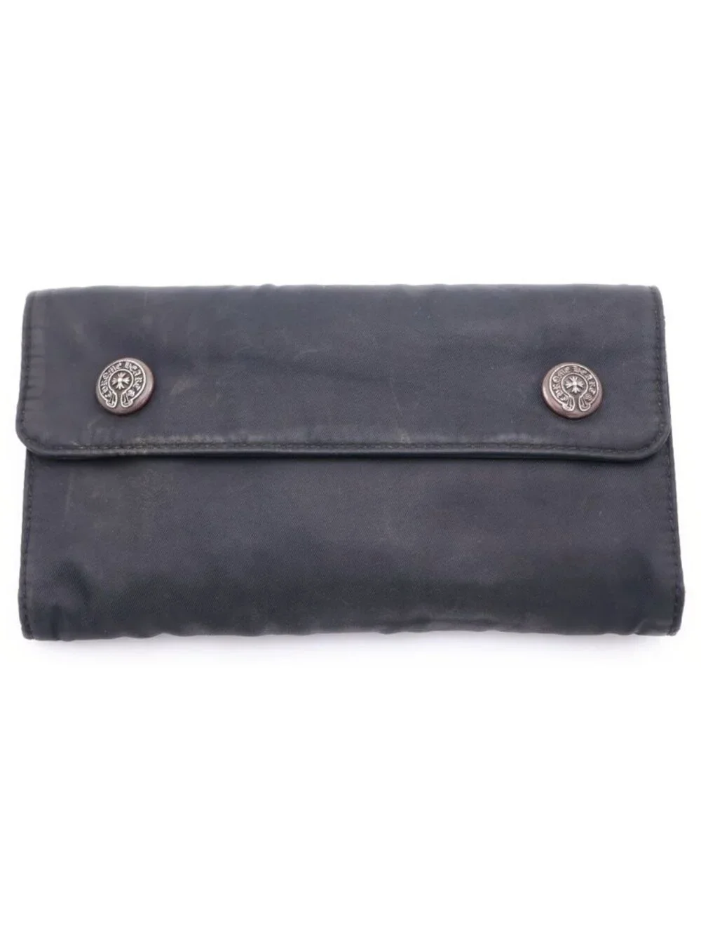 Chrome Hearts Wave Horseshoe Button Nylon Wallet Black